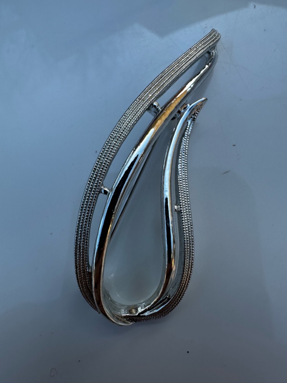 Vintage Sarah Coventry Silver Tone Abstract Leaf Brooch Modernist Pin - Picture 4 of 8